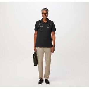 FIGS Technical Collection Mens Black Polo Shirt Short Sleeve Workwear Size L